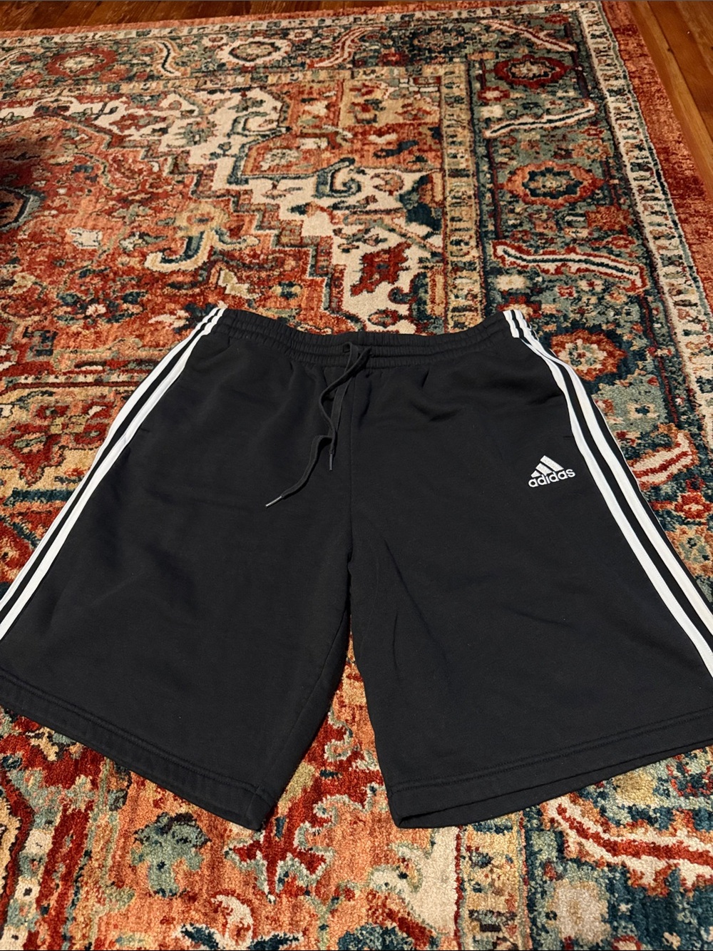 adidas Black Men's Athletic Shorts with White Side Stripes